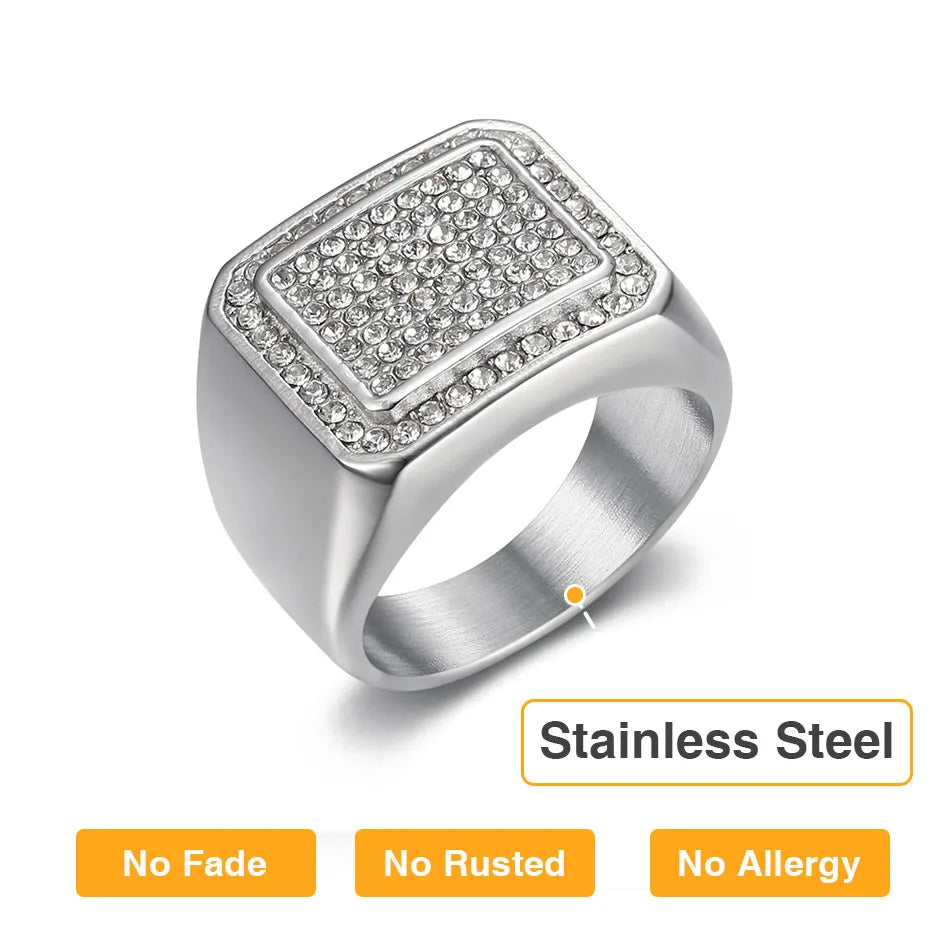 No Rusted Stainless Steel Hip Hop Ring for Men
