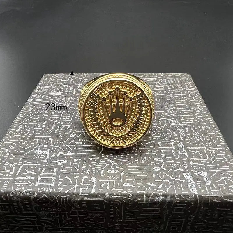 stainless steel Crown Three Bead Ring Wheat grain Crown three bead ring for men