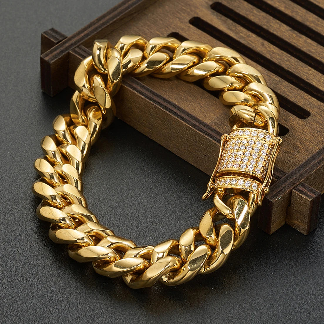Necklace Gold Color 8mm-18mm Stainless Steel Miami Curb Cuban Chain for Women Men