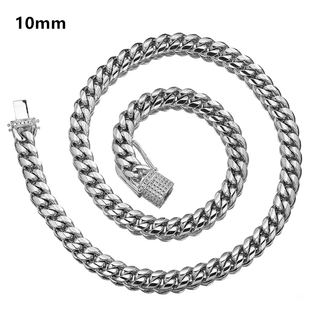 Necklace Silver Color 8mm-18mm Stainless Steel Miami Curb Cuban Chain for Women Men