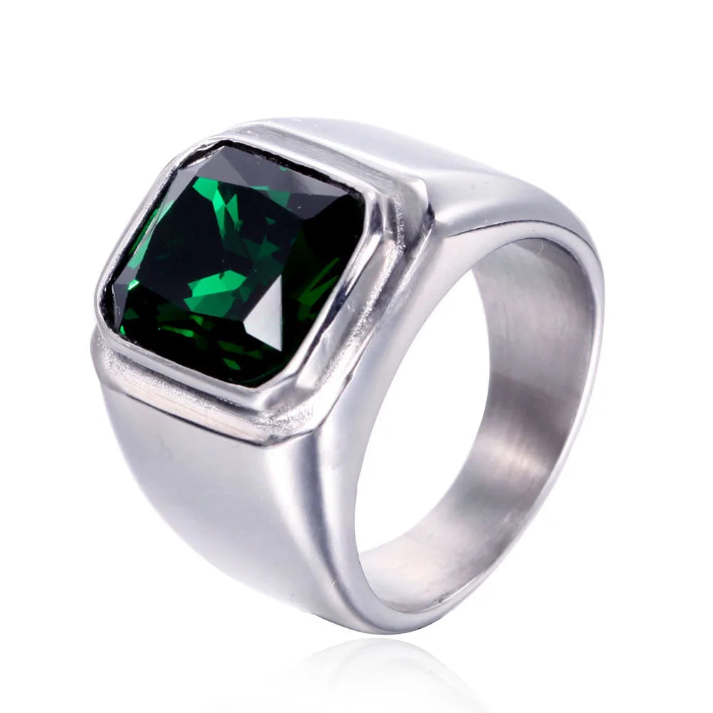Gemstone Rings for Men Women Boy Stainless Steel