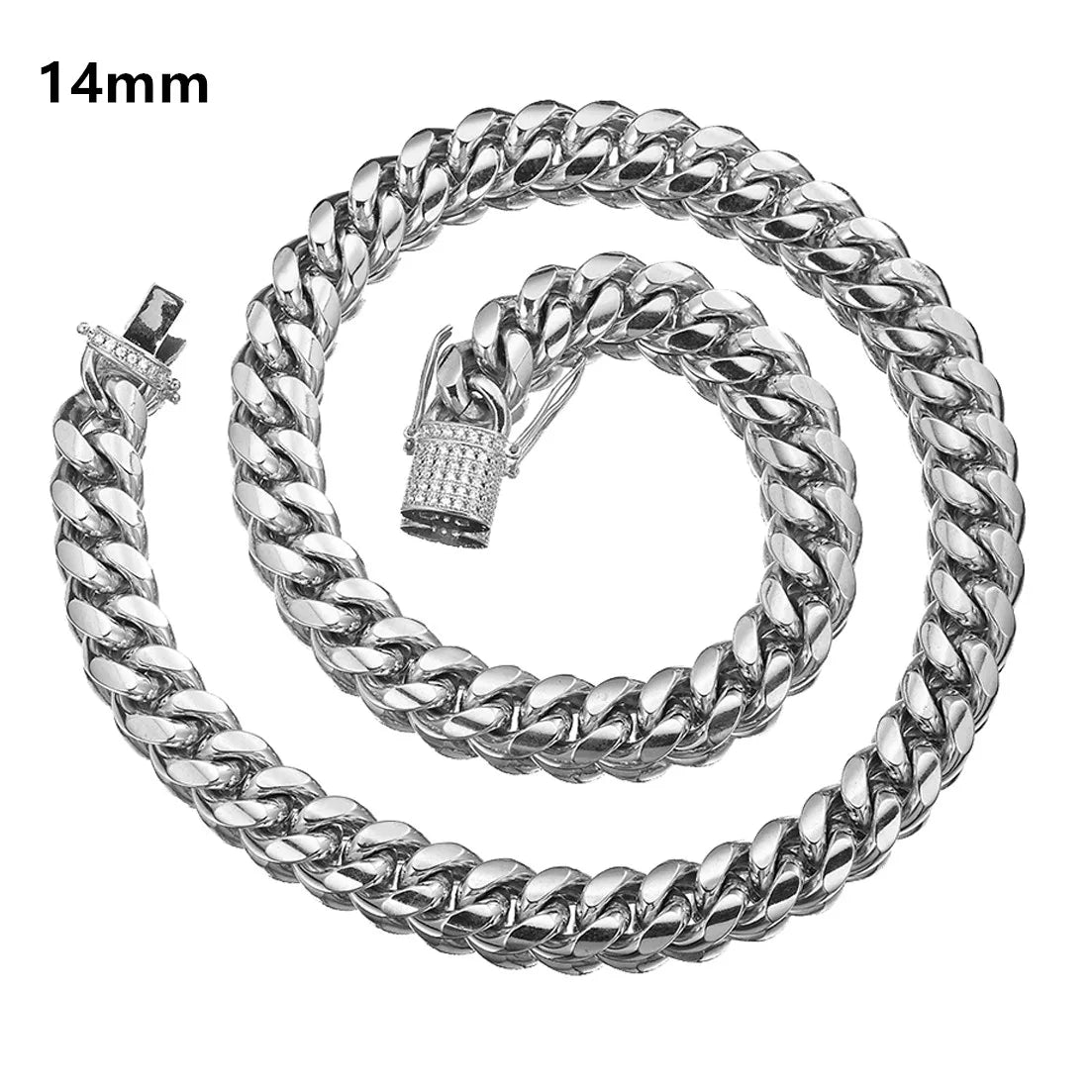 Necklace Gold Color 8mm-18mm Stainless Steel Miami Curb Cuban Chain for Women Men
