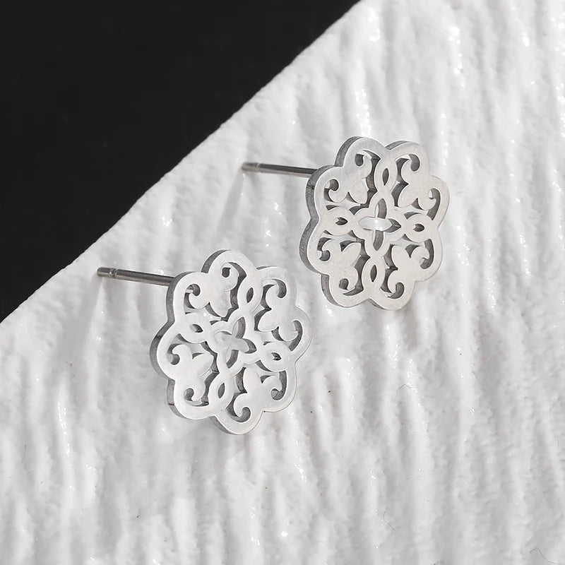 Creativity Wide Band C Wave Stud Stainless Steel Earrings for Women