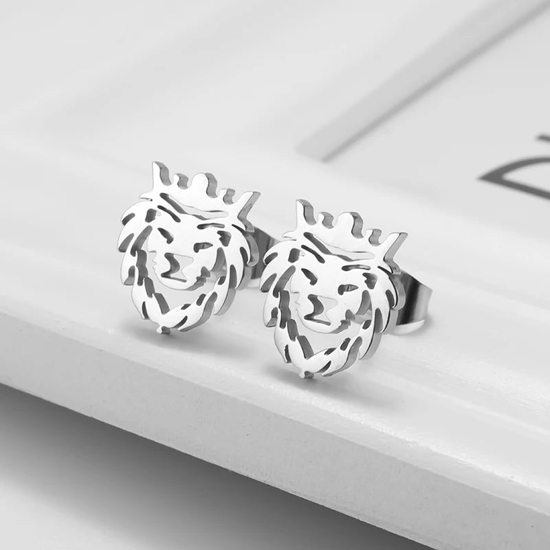Creativity Wide Band C Wave Stud Stainless Steel Earrings for Women