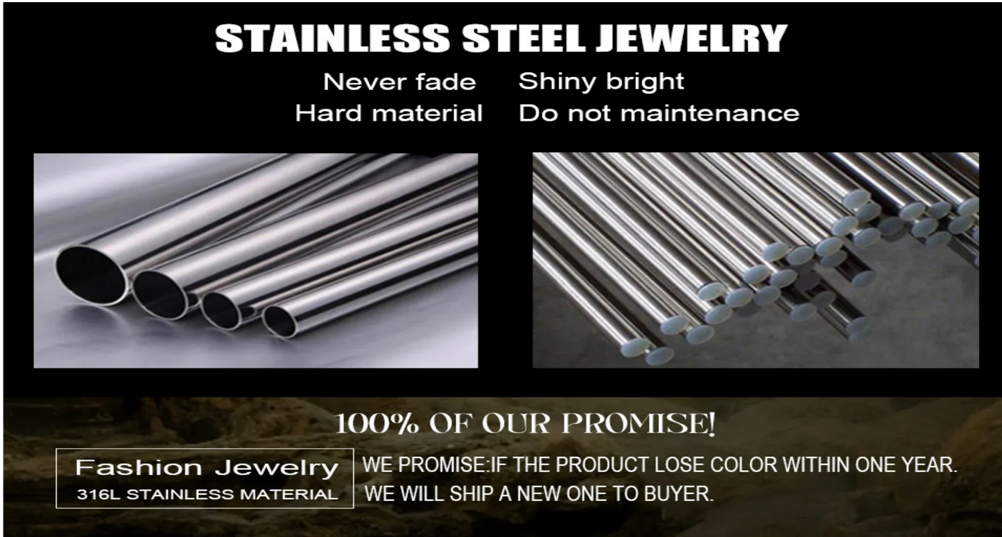 Gemstone Rings for Men Women Boy Stainless Steel