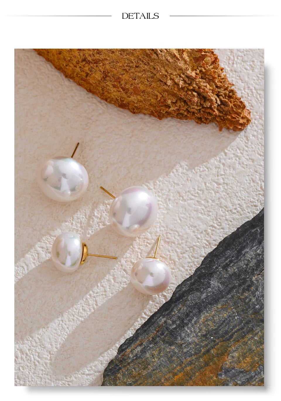 18/12mm Simulated Pearls Round Stud Earrings Versatile Stainless Steel