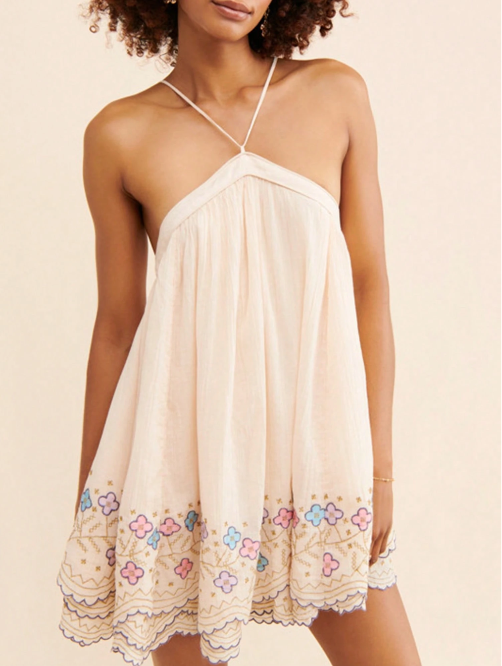 Women Boho Floral Mini Cami Dress Spaghetti Strap Flowy Sling Dress Graphic Backless Summer Holiday Sundress