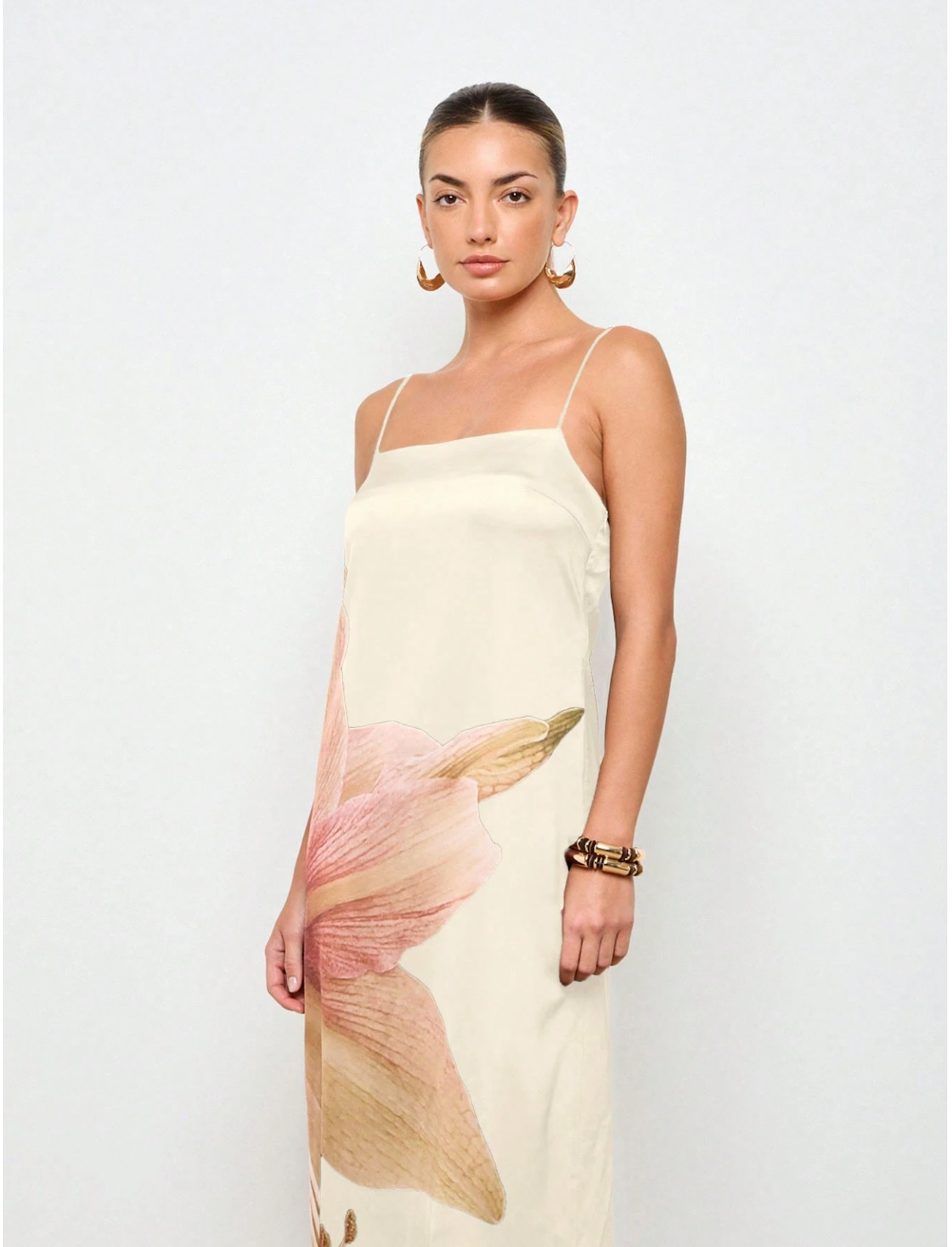 Elegant Floral Satin Maxi Dress Empire Waist Cami Strap Evening Gown Summer Wedding Guest Special Occasion Floor Length,Boho Clothes Women