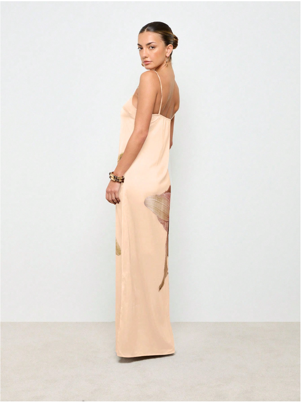 Elegant Floral Satin Maxi Dress Empire Waist Cami Strap Evening Gown Summer Wedding Guest Special Occasion Floor Length,Boho Clothes Women