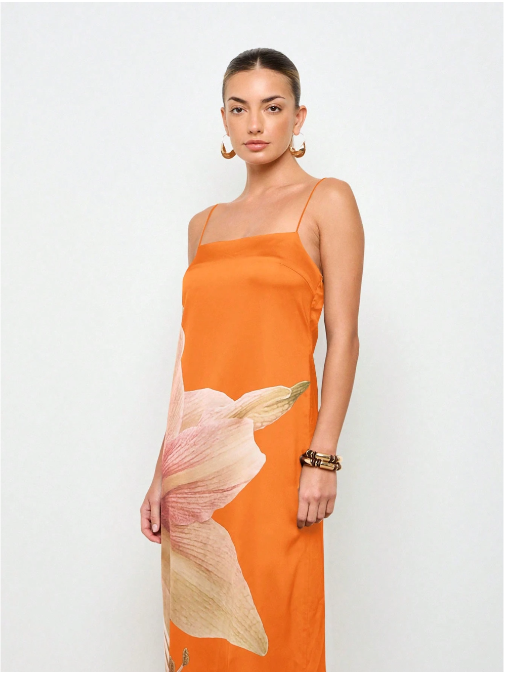 Elegant Floral Satin Maxi Dress With Spaghetti Straps Evening Garden Party Wedding Guest Floor Length Slip Dress