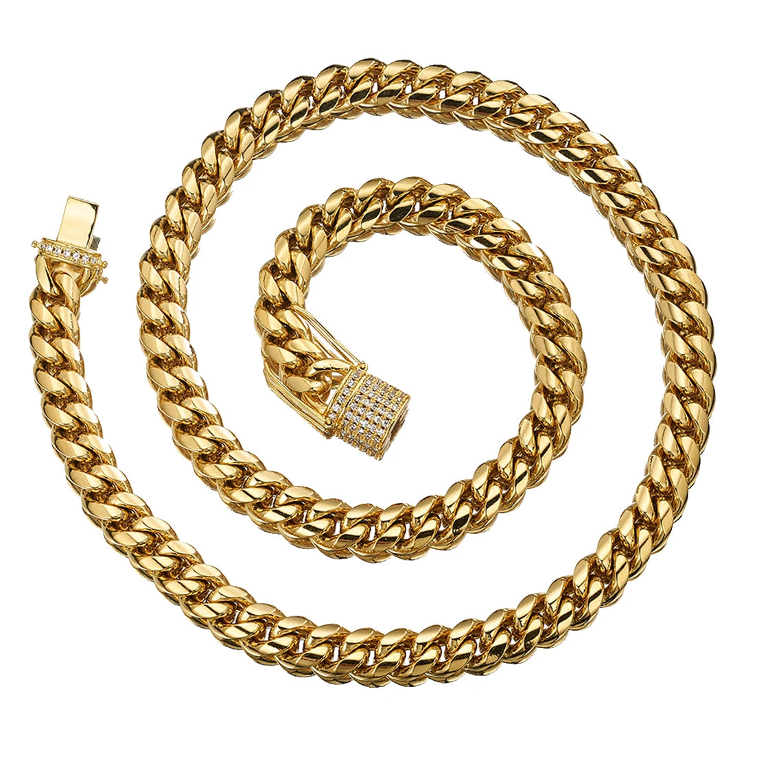 Necklace Silver Color 8mm-18mm Stainless Steel Miami Curb Cuban Chain for Women Men
