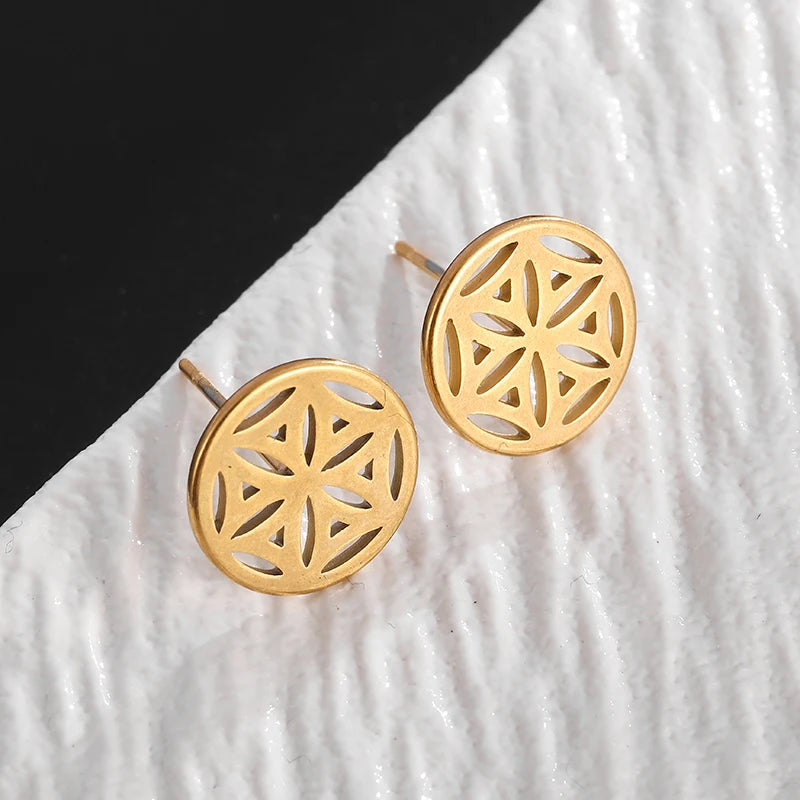 Creativity Wide Band C Wave Stud Stainless Steel Earrings for Women