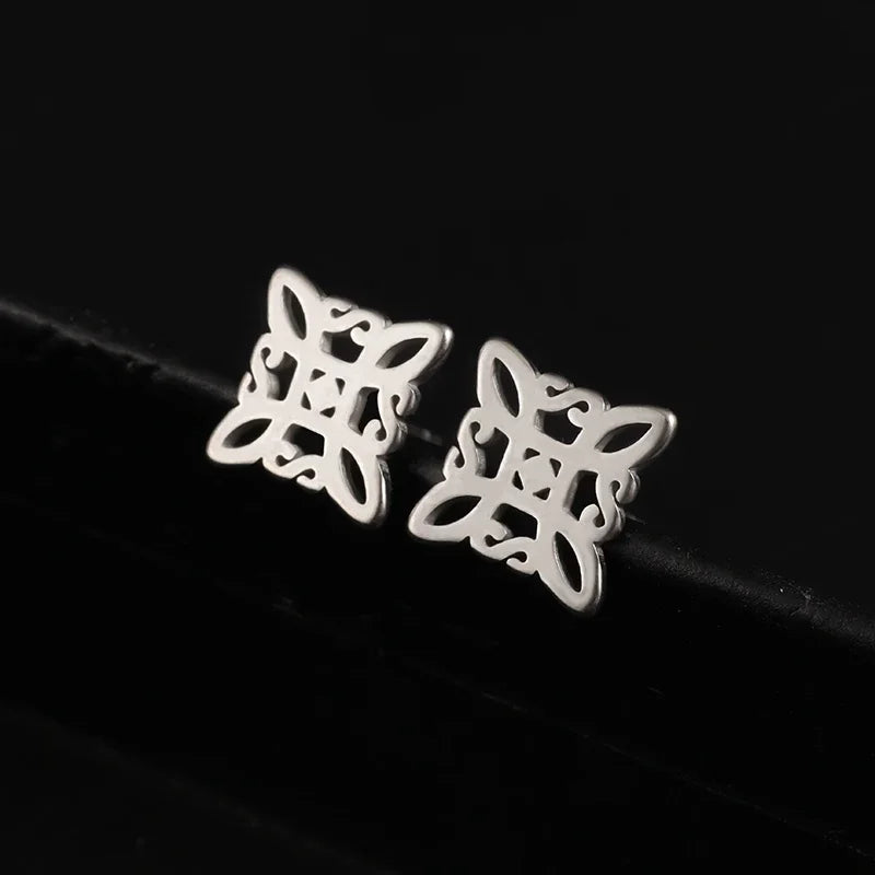 Creativity Wide Band C Wave Stud Stainless Steel Earrings for Women