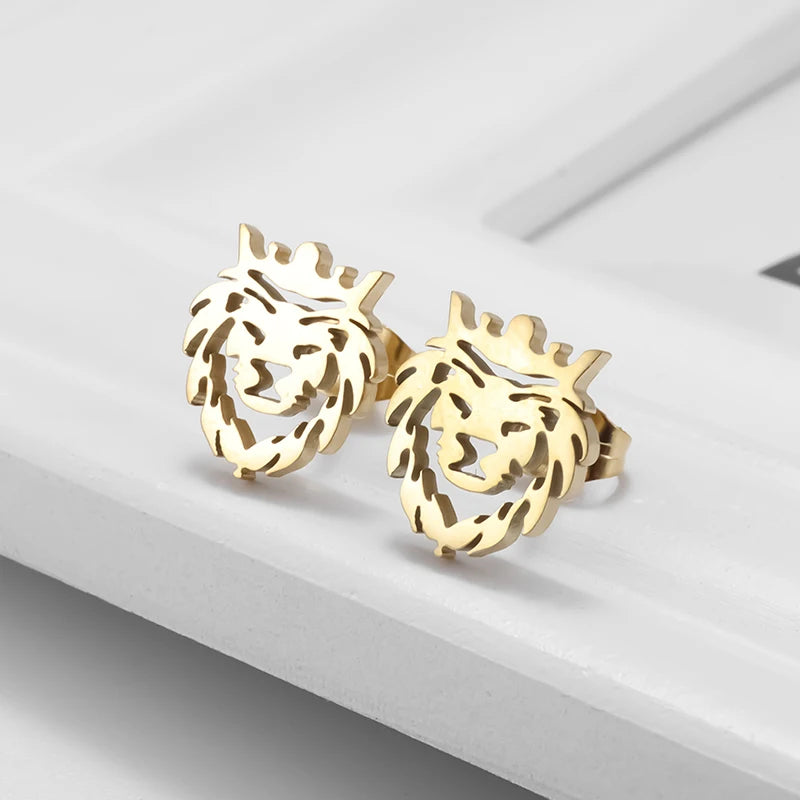 Creativity Wide Band C Wave Stud Stainless Steel Earrings for Women