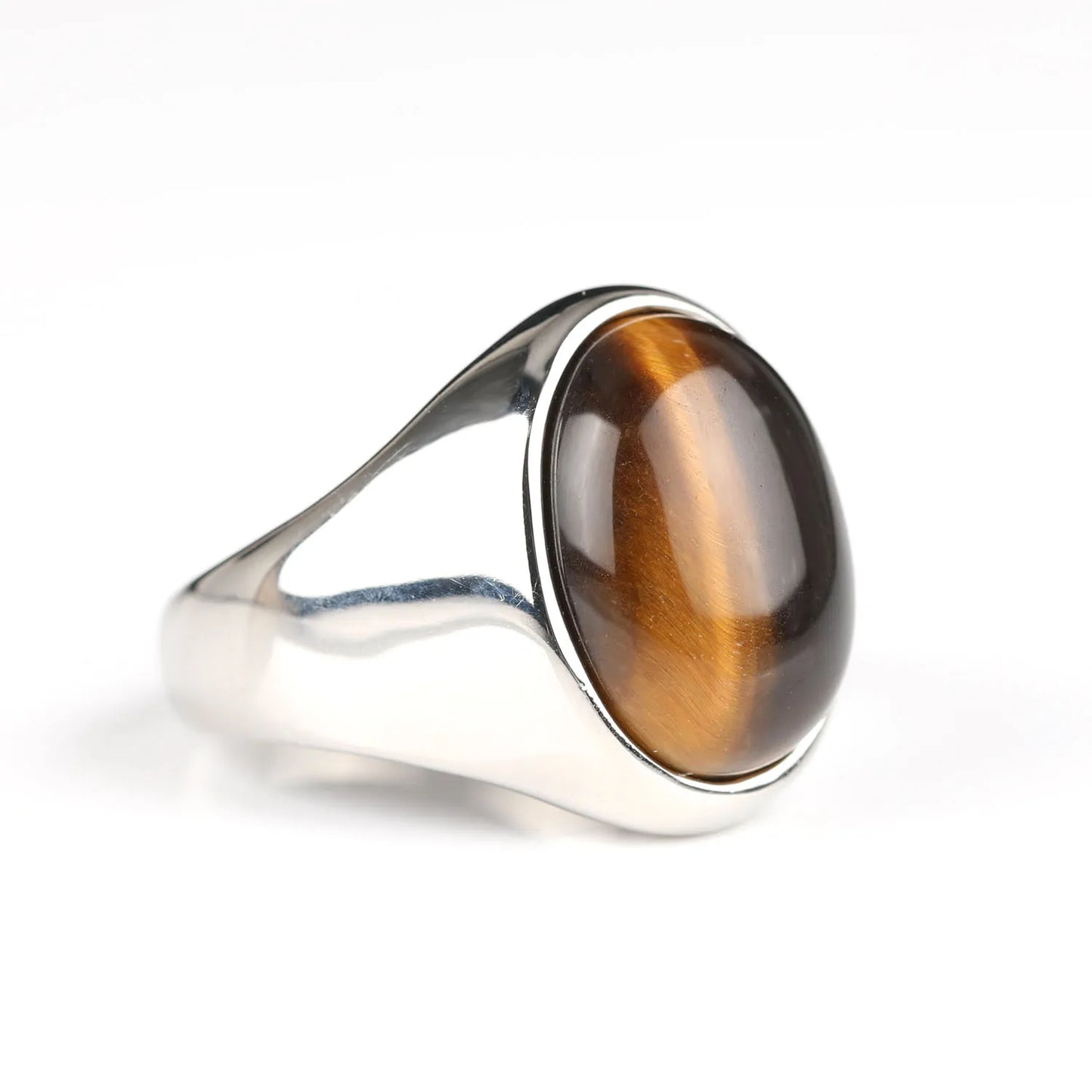 316L Stainless Steel With Tiger Eye Stone Ring For Men Women