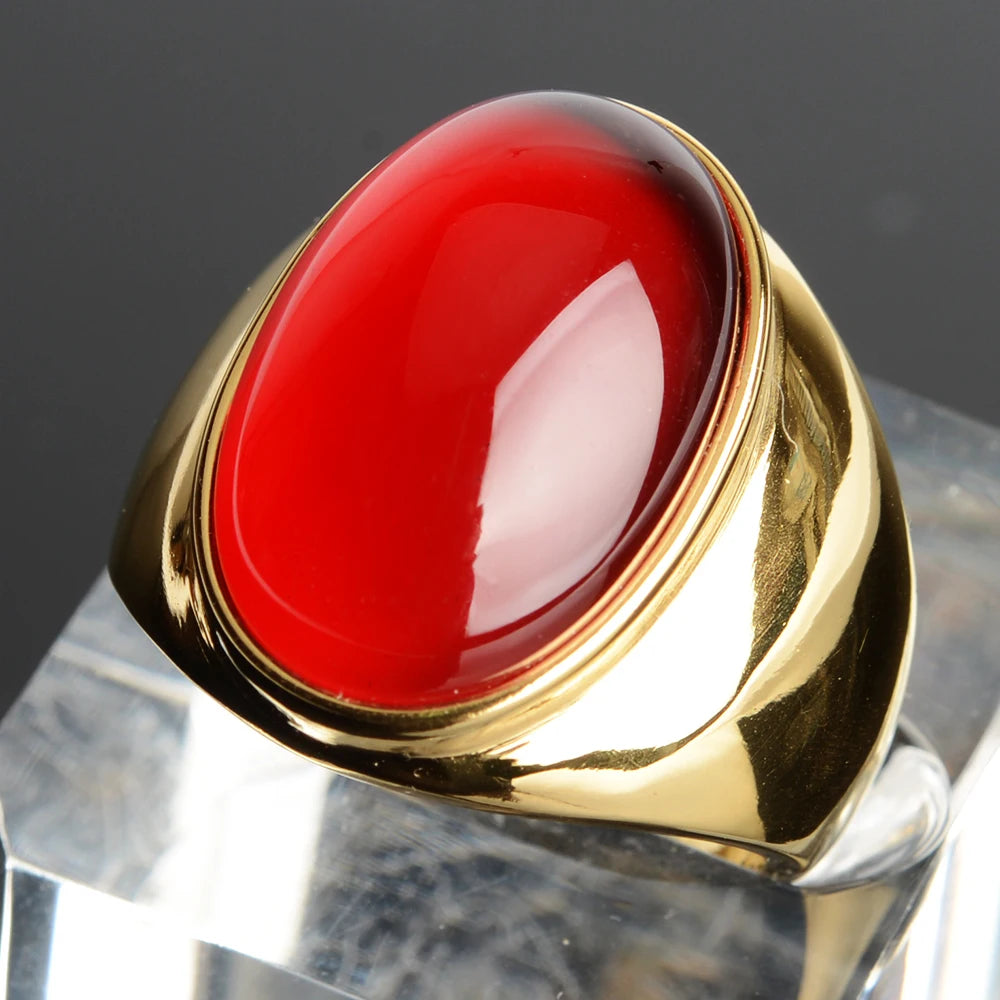 Stainless Steel RING FOR MEN WOMAN With White Oval Cat's Eye Opal Silver Color Exaggerated Decorate Fashion Jewelry