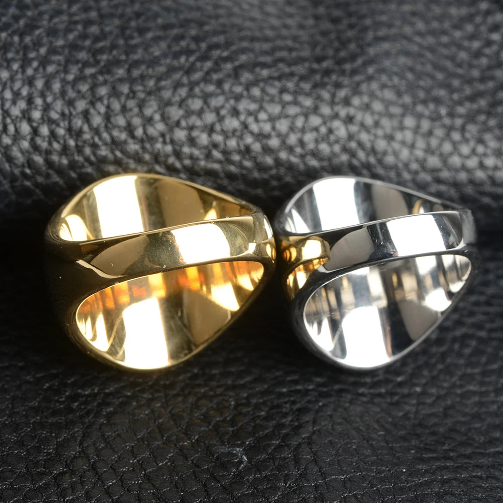 Stainless Steel RING FOR MEN WOMAN With White Oval Cat's Eye Opal Silver Color Exaggerated Decorate Fashion Jewelry
