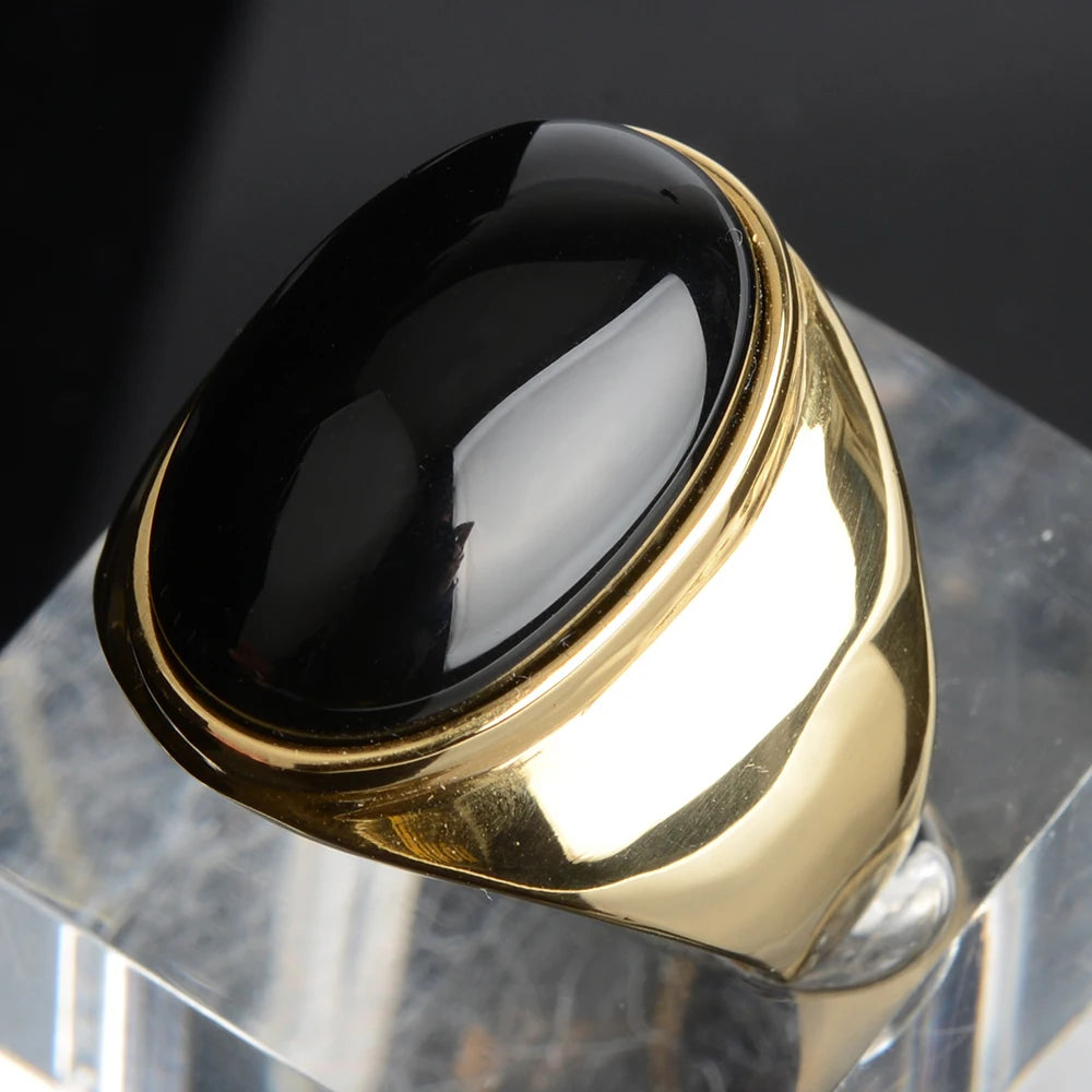 Stainless Steel RING FOR MEN WOMAN With White Oval Cat's Eye Opal Silver Color Exaggerated Decorate Fashion Jewelry
