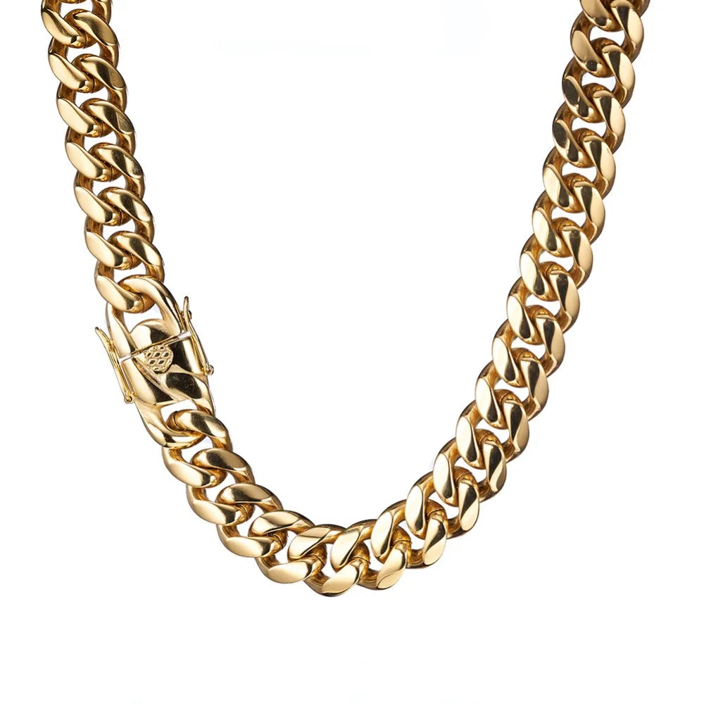 Necklace Gold Color 6mm-22mm wide 316L Stainless Steel Cuban Miami Chains