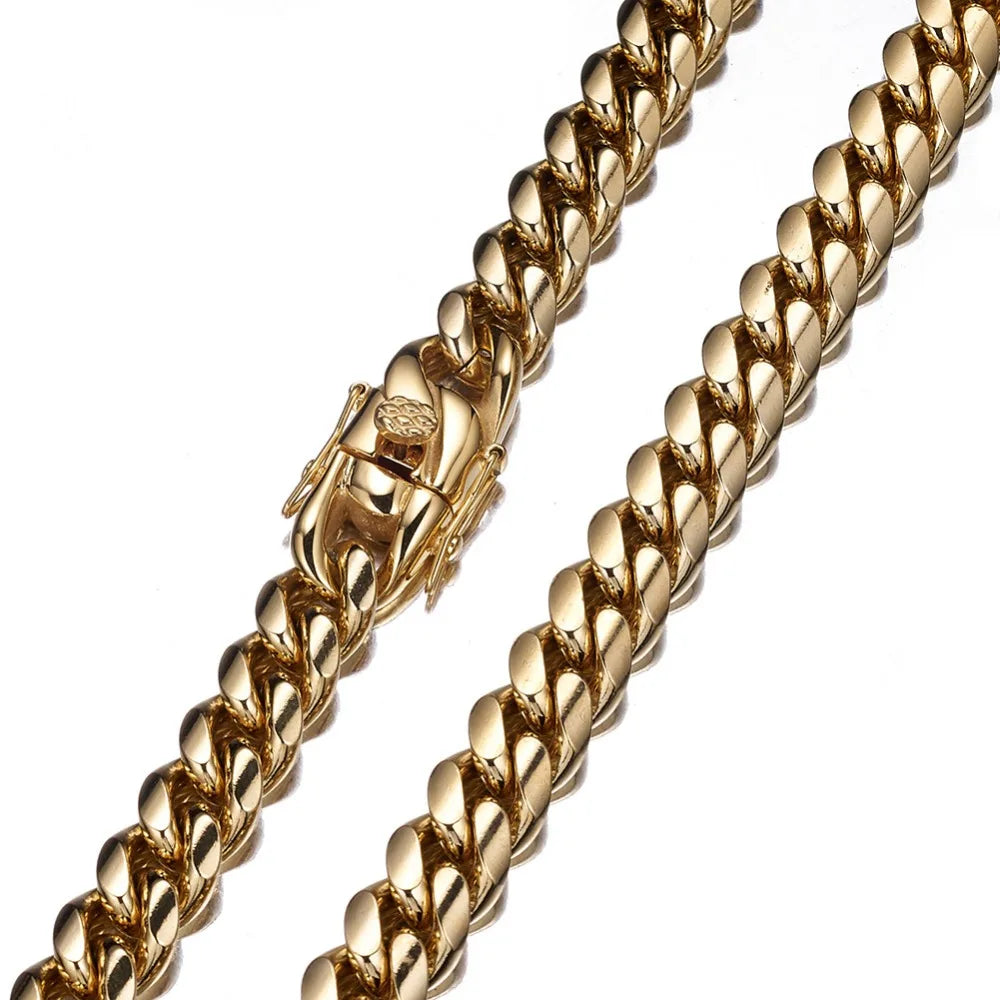 Necklace Gold Color 6mm-22mm wide 316L Stainless Steel Cuban Miami Chains