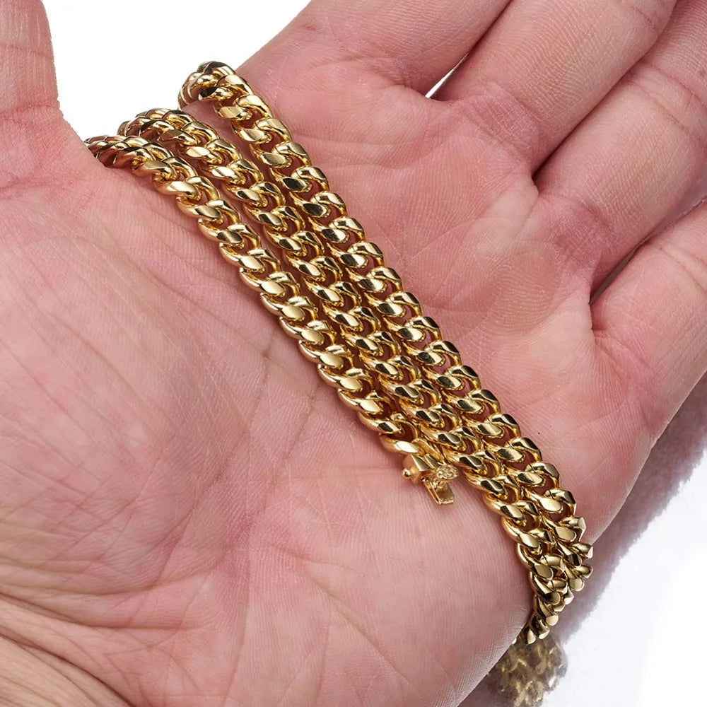 Necklace Gold Color 6mm-22mm wide 316L Stainless Steel Cuban Miami Chains