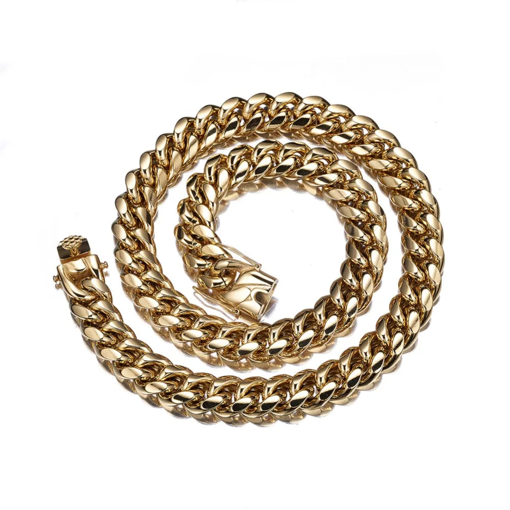 Necklace Gold Color 6mm-22mm wide 316L Stainless Steel Cuban Miami Chains