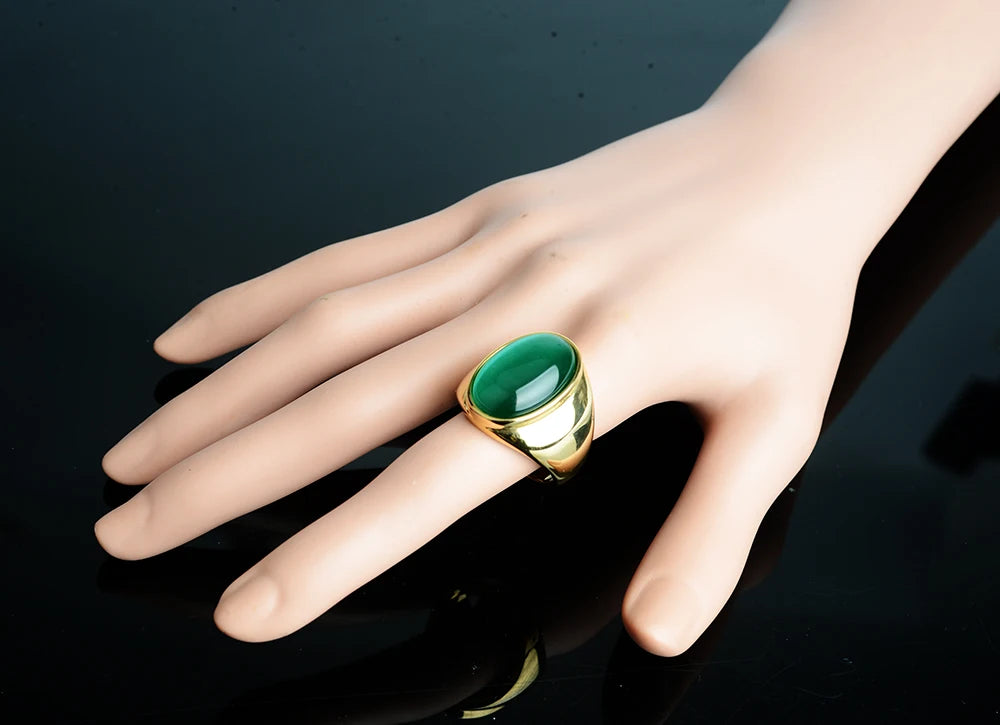 Stainless Steel RING FOR MEN WOMAN With White Oval Cat's Eye Opal Silver Color Exaggerated Decorate Fashion Jewelry