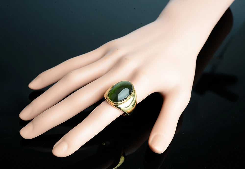 Stainless Steel RING FOR MEN WOMAN With White Oval Cat's Eye Opal Silver Color Exaggerated Decorate Fashion Jewelry