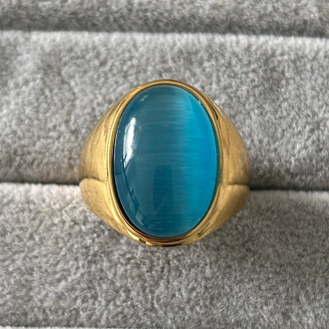 Stainless Steel RING FOR MEN WOMAN With White Oval Cat's Eye Opal Silver Color Exaggerated Decorate Fashion Jewelry